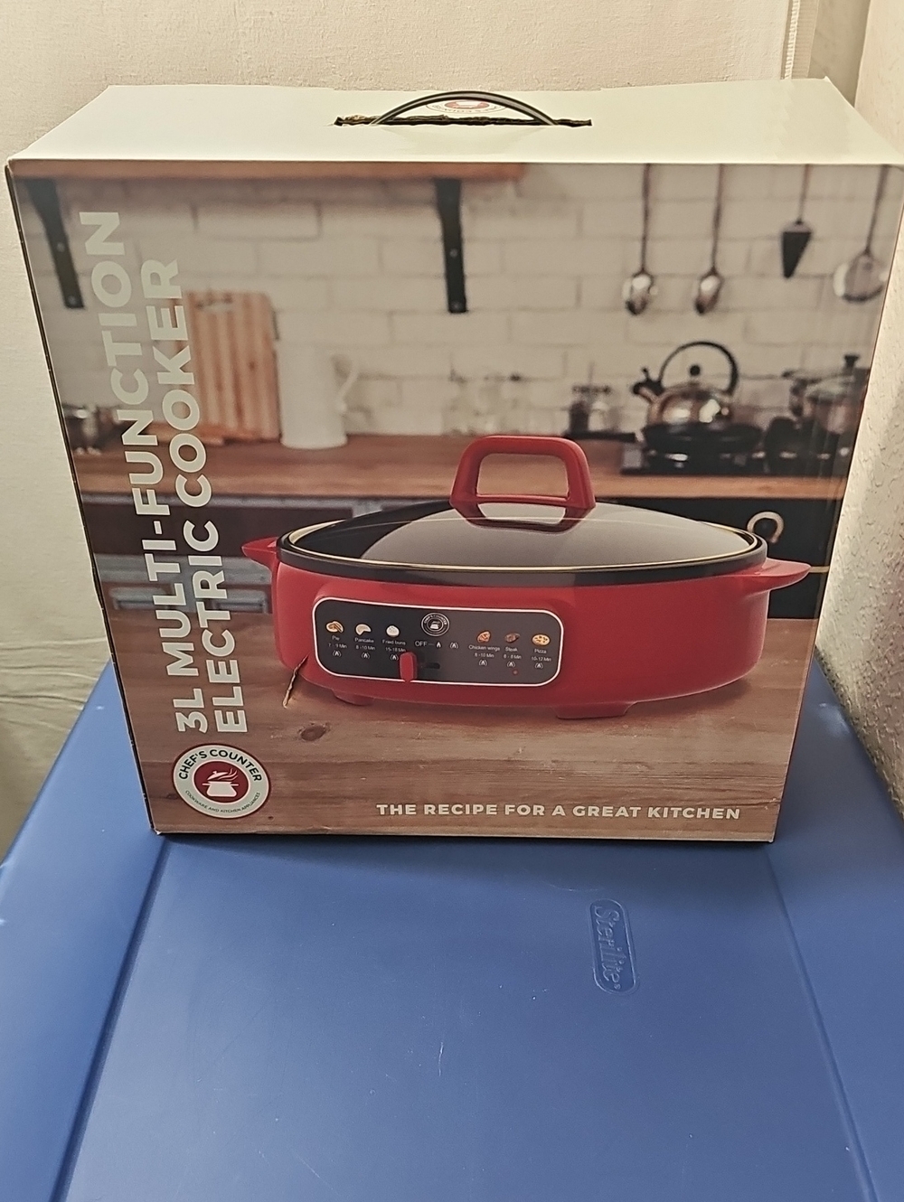 3L Multi-Function Electric Cooker in Red - Versatile Kitchen Pan